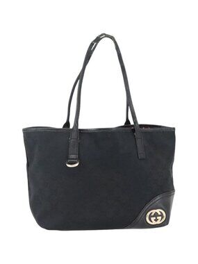 GUCCI GG Canvas Abbey Tote Bag Black Gold 169946